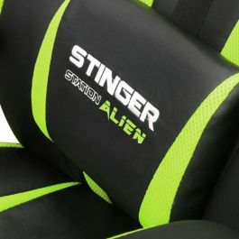 Woxter GM26-056 Silla Gaming Stinger Station Alien Verde Ergonómica, Altura Ajustable, Cojín Lumbar, Piel Sintética Transpirable, 150 kg