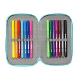 Plumier Doble The Bellies Blanco Morado Turquesa 12.5 x 19.5 x 4 cm (28 piezas)