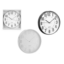Giftdecor Reloj de Pared Redondo 30 cm con Números y Rayas Surtidos, Esfera Blanca (Plástico, Vidrio, Negro/Plata) (12 Unidades) Precio: 66.50000038. SKU: B1DX5P5MZ9