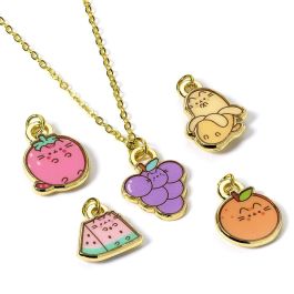 The Carat Shop Colgante + charms Frutas Pusheen, Collar 40cm con Plátano, Sandía, Uva, Fresa y Naranja, Aleación de Zinc Precio: 12.94999959. SKU: B132MXJ4PQ