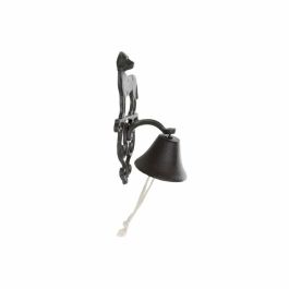 DKD Home Decor Campana de Hierro Colado con Cuerda para Terraza y Jardín Marrón Oscuro, Pack de 2 Unidades, 15x24x14 cm