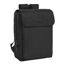 Safta Mochila Business con Solapa para Portátil 13,3'' y USB Negra 29x39x12cm de Nylon 900D y PVC