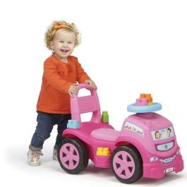 Molto Correpasillos Camión Rosa con 10 Blocks Incluidos, de 89 cm de Largo, Fabricado en Plástico, Recomendado para Niños a Partir de 18 Meses