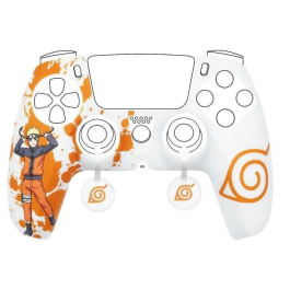 Konix Funda Protectora para Mando DualSense PS5 de Silicona con Agarre para Pulgares, Diseño Konoha Naruto Blanco