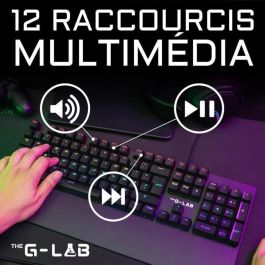 The G-Lab GLA3760162067545 Teclado Mecánico para Juegos Keyz Carbon con Retroiluminación, Interruptores Azules y Reposamuñecas (FR)