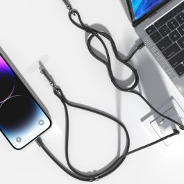 4smarts Handykette USB-C Necklace PhonoLace - Soporte Universal para Móvil Negro