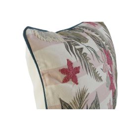 DKD Home Decor Funda Cojin 40 x 60 cm Verde Rosa Algodon Polyester Tropical