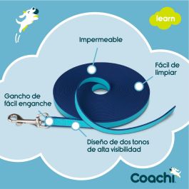 Coachi Correa de Adiestramiento Impermeable Training Line 10m Azul Oscuro/Azul Claro para Perros y Cachorros, Ligera, de Nylon