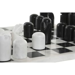 DKD Home Decor Juego de Ajedrez de Mesa Moderno en Mármol Blanco y Negro 35.5x35.5x1.5 cm