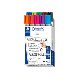 Staedtler Rotulador Lumocolor 351 para Pizarra Blanca Punta Redonda 2 mm Recargable Caja 10 Unidades Colores Surtidos