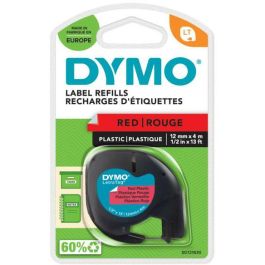 Dymo 91203 Cinta Negro Sobre Rojo, 12mm x 4M Plástico, Rotuladora Letratag