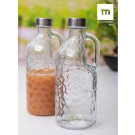 La Mediterranea Botella Vidrio con Asa Metálica 1.1 L, Diseño La Med