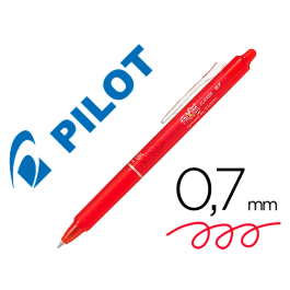 Pilot Bolígrafo Tinta Borrable Frixion Clicker 0.7 Rojo (Set de 12) Punta de Bola Retráctil Grip Antifatiga (Set de 12)