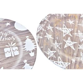 DKD Home Decor Centro Mesa Navidad Blanco Natural PP Estrellas 33 x 33 x 2 cm (12 Unidades)