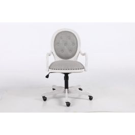 Silla Home Office DKD Home Decor Gris Claro Blanco 50 x 88 x 52 cm