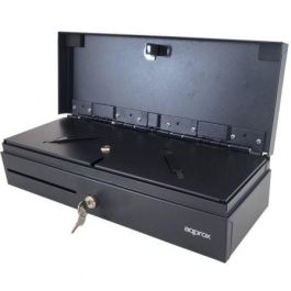 Approx appCASH02FLIPTOP Cajón Portamonedas Compacto Manual y Automático 6 Billetes 8 Monedas con Conexión RJ-11 para TPV Negro