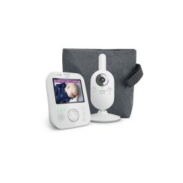 Monitor de vídeo para bebés SCD892/26, alcance de 300 metros, pantalla a color de 3,5" con zoom 2x, canciones de cuna, luz nocturna, temperatura y modo ecológico.