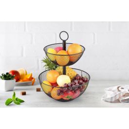 Cesta de metal frutero doble 31x31x41 cm - Confortime (4 Unidades) Cesta de metal frutero doble 31x31x41 cm - Confortime (4 Unidades)