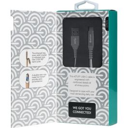 eSTUFF Cable USB-C a USB-A 1m Gris de Nylon Trenzado, Conectores Metálicos Reforzados, Serie Allure