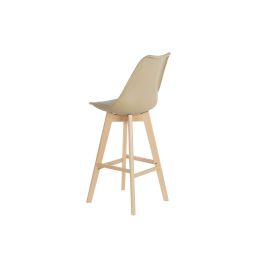 DKD Home Decor Taburete Scandi Beige Haya y PU Altura Asiento 75 cm, 109x48.5x55 cm
