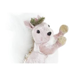 DKD Home Decor Figura Navidad Alpina Rosa Poliester 16 x 21 x 13 cm (3 Unidades)