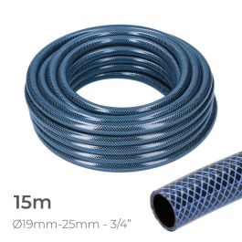 Edm Manguera de Riego para Jardín 15 Metros Ø19mm (3/4") PVC Flexible 3 Capas Anti-algas Anti-UV 25 Bar Azul
