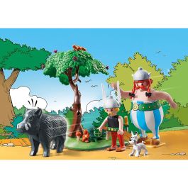 Playmobil 71160 Astérix: La Caza del Jabalí - Set de Figuras con Astérix, Obélix, Ideafix y Jabalí para Niños +5 Años