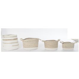 DKD Home Decor Cesta Boho Blanco Natural Algodon Seagrass 36 x 34 x 36 cm Set de 4 Precio: 39.79000058. SKU: B1BE7M676V