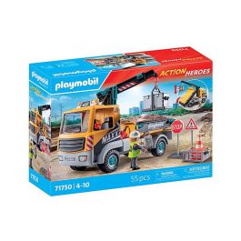 Playmobil 71750 Camión Grúa, Trabajador y Accesorios - Juego de Construcción