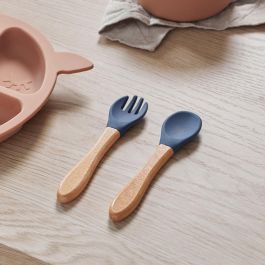 Tom et Zoe Juego de 2 Cubiertos para Bebé Puericultura - Gris, Amarillo, Rosa, Azul