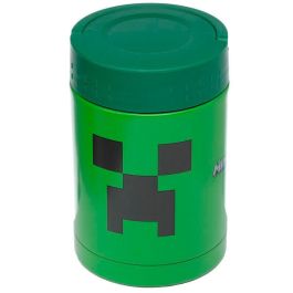 Puckator Fiambrera Termo Creeper Minecraft 500ml Acero Inoxidable Doble Pared Para Alimentos Fríos/Calientes Con Asa y Tapa Antifugas