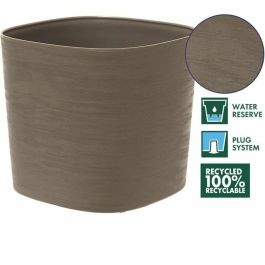 Garden Id 08310307 Maceta con reserva de agua Taupe 40x40 cm, 100% reciclable de residuos domésticos, superficie estructurada.