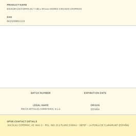 Edm Bisagra en forma de T 185 x 90 mm hierro cincado cromado
