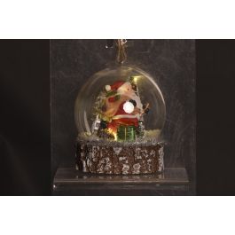 DKD Home Decor Decoración Colgante Navidad Alpina Noel LED Plástico Natural Rojo 10x12.5x10 cm, Surtido 4 Unidades con Pilas LR44