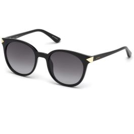 Guess GU7550 01B Gafas de Sol para Mujer, Montura Redonda Negra Brillante, Cristales Ahumados, 52mm Lente, 140mm Patilla