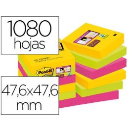 Post-It Notas Adhesivas Super Sticky 3 Colores Lugares Carnival 47,6x47,6 -12 Blocs- 90Hojas