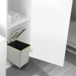 Emuca Contenedor de reciclaje para fijación inferior y extracción manual en mueble de cocina 1 x16litros y tapa automática, Plástico, Gris