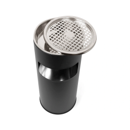 Q-connect Cenicero papelera metalico negro 61,5x25 cm capacidad + de 10 L