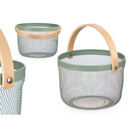 Kinvara Cesta Redonda con Asa, Verde, de Metal y Madera, 28 x 31 x 26 cm (12 Unidades) Precio: 60.5. SKU: B1FALNG7VE