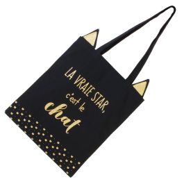 The Concept Factory Bolsa Tote Bag "Mon Chat Mon Ch" con Diseño Ilustrado de Gatos