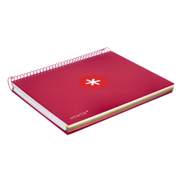 Antartik Cuaderno Espiral A5 Micro Tapa Forrada 120 Hojas 90 Gr Cuadro 5mm 5 Bandas Taladros Color Frambuesa