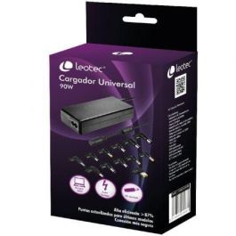 Leotec LENCSHOME06 Cargador Universal para Portátiles | Adaptador de Corriente 220V con Voltaje Automático (15-20V) y 10 Puntas - Negro