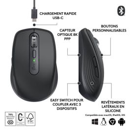 Logitech 910-006929 Ratón Inalámbrico Bluetooth MX Anywhere 3S - 8000 DPI, Darkfield, Clics Discretos, Recargable, Grafito Logitech 910-006929 Ratón Inalámbrico Bluetooth MX Anywhere 3S - 8000 DPI, Darkfield, Clics Discretos, Recargable, Grafito