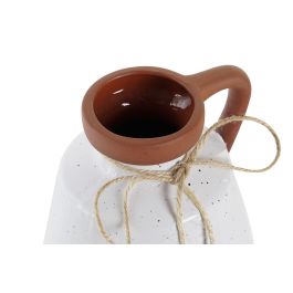 DKD Home Decor Jarron Boho Blanco Terracota Ceramica 14 x 20.6 x 14 cm (2 Unidades)