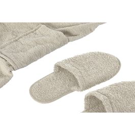 DKD Home Decor Albornoz Básicos Beige de Algodón y Poliéster, Set de 2 Piezas, 120 x 63 cm