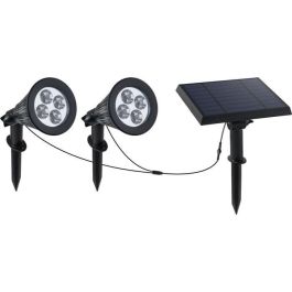 Lumi Jardin Foco Solar Doble Conectado con Panel Remoto 2 en 1, Potente Iluminación LED Blanco Regulable, hasta 12h Family Spiky