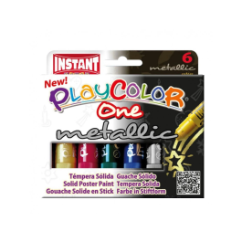 Playcolor One Barra 10 gr Estuche de 6 Temperas Sólidas Metálicas C-Surtidos