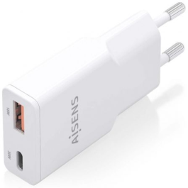 Cargador GaN de Pared Aisens ASCH-30W2P046-W/ 1xUSB Tipo-C/ 1xUSB/ 30W/ Blanco