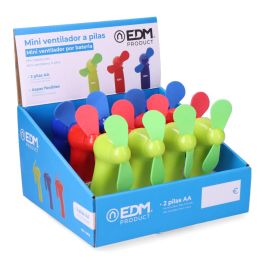 Edm Ventilador a pilas Funny Colors, de mano, 2 pilas AA (no incluidas), colores surtidos, Ø 9 cm