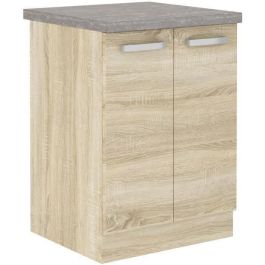 Mueble bajo con 2 puertas batientes - Decoración roble Sonoma - An 60 x P 51,6 x Al 85 cm - LASSEN Mueble bajo con 2 puertas batientes - Decoración roble Sonoma - An 60 x P 51,6 x Al 85 cm - LASSEN